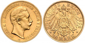 PREUSSEN, Wilhelm II., 1888-1918, 10 Mark 1902 A.
ss/vz
J.251