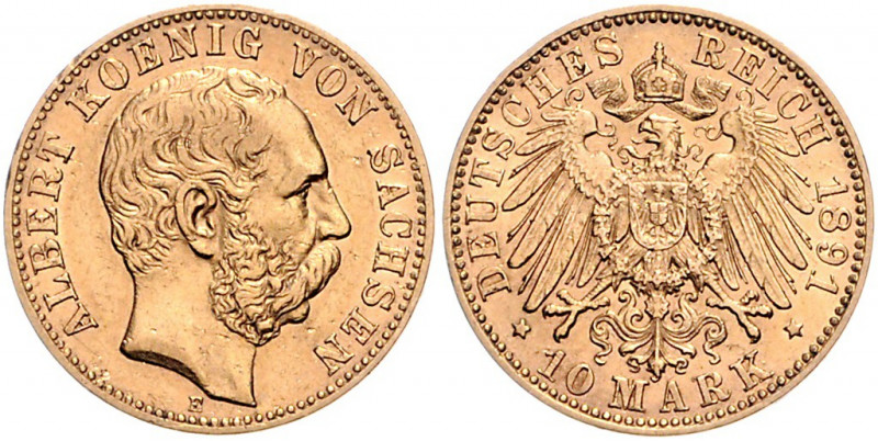SACHSEN, Albert, 1873-1902, 10 Mark 1891 E.
ss/vz
J.263