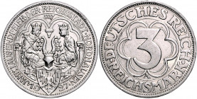 WEIMARER REPUBLIK, 1919-1933, 3 Reichsmark 1927 A. Nordhausen.
zaponiert, vz
J.327