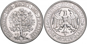 WEIMARER REPUBLIK, 1919-1933, 5 Reichsmark 1927 G. Eichbaum.
Rs.kl.Kr., f.vz
J.331