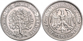 WEIMARER REPUBLIK, 1919-1933, 5 Reichsmark 1932 D. Eichbaum.
Rs.kl.Kr., vz
J.331