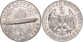 WEIMARER REPUBLIK, 1919-1933, 5 Reichsmark 1930 E. Zeppelin.
st
J.343
