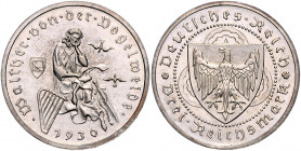 WEIMARER REPUBLIK, 1919-1933, 3 Reichsmark 1930 A. Walther von der Vogelweide.
l.berührte PP
J.344