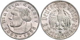DRITTES REICH, 1933-1945, 2 Reichsmark 1933 G. Luther.
st
J.352