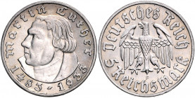 DRITTES REICH, 1933-1945, 5 Reichsmark 1933 F. Luther.
f.st
J.353