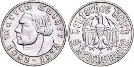 DRITTES REICH, 1933-1945, 5 Reichsmark 1933 F. Luther.
zaponiert, kl.Kr., ss-vz
J.353
