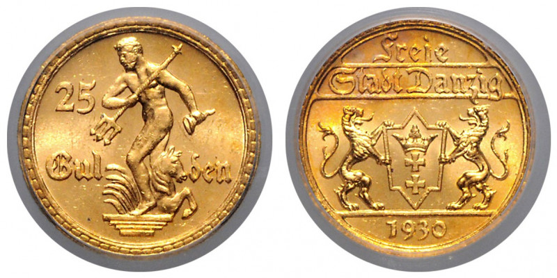 DANZIG, Freie Stadt, 1920-1939, 25 Gulden 1930.
GOLD, Prachtex., NGC MS 65
J.D...