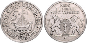 DANZIG, Freie Stadt, 1920-1939, 5 Gulden 1935. Kogge.
vz/st
J.D19