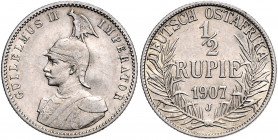 KOLONIEN, Deutsch-Ostafrika, 1/2 Rupie 1907 J.
ss/vz
J.721