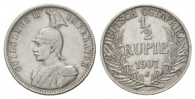 KOLONIEN, Deutsch-Ostafrika, 1/2 Rupie 1907 J.
zaponiert, ss
J.721