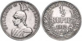 KOLONIEN, Deutsch-Ostafrika, 1/2 Rupie 1912 J.
ss/vz
J.721