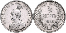 KOLONIEN, Deutsch-Ostafrika, 1/2 Rupie 1913 A.
zaponiert, ss-vz/vz
J.721