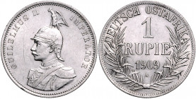 KOLONIEN, Deutsch-Ostafrika, 1 Rupie 1909 A.
zaponiert, feine Kr., ss-vz
J.722