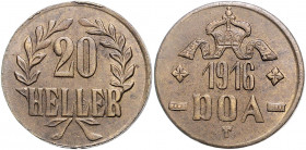 KOLONIEN, Deutsch-Ostafrika, 20 Heller 1916 T.
vz/st
J.727b; N.752; Y.10