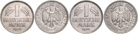 BUNDESREPUBLIK DEUTSCHLAND, 1 DM 1954 G, 1955 G, Karlsruhe.
2 Stk., ss-vz
J.385