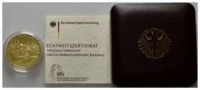 BUNDESREPUBLIK DEUTSCHLAND, 100 Euro 2004 G. Bamberg.
Ware ist MwSt-befreit
VAT tax free
GOLD, st
D.SG.100.3