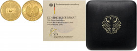 BUNDESREPUBLIK DEUTSCHLAND, 100 Euro 2005 A. Fußball-WM.
Ware ist MwSt-befreit
VAT tax free
GOLD, st
J.516