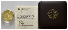 BUNDESREPUBLIK DEUTSCHLAND, 100 Euro 2006 D. Weimar.
Ware ist MwSt-befreit
VAT tax free
GOLD, st
D.SG.100.6