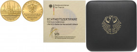BUNDESREPUBLIK DEUTSCHLAND, 100 Euro 2007 A. Lübeck.
Ware ist MwSt-befreit
VAT tax free
GOLD, st