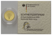 BUNDESREPUBLIK DEUTSCHLAND, 20 Euro 2010 D. Eiche.
Ware ist MwSt-befreit
VAT tax free
GOLD, st