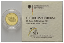 BUNDESREPUBLIK DEUTSCHLAND, 20 Euro 2011 F. Buche.
Ware ist MwSt-befreit
VAT tax free
GOLD, st