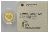 BUNDESREPUBLIK DEUTSCHLAND, 20 Euro 2011 G. Buche.
Ware ist MwSt-befreit
VAT tax free
GOLD, st