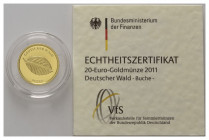 BUNDESREPUBLIK DEUTSCHLAND, 20 Euro 2011 J. Buche.
Ware ist MwSt-befreit
VAT tax free
GOLD, st