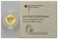 BUNDESREPUBLIK DEUTSCHLAND, 20 Euro 2013 F. Kiefer.
Ware ist MwSt-befreit
VAT tax free
GOLD, st
