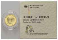 BUNDESREPUBLIK DEUTSCHLAND, 20 Euro 2013 G. Kiefer.
Ware ist MwSt-befreit
VAT tax free
GOLD, st