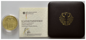 BUNDESREPUBLIK DEUTSCHLAND, 100 Euro 2013 G. Dessau-Wörlitz.
Ware ist MwSt-befreit
VAT tax free
GOLD, st