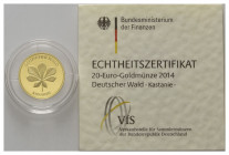 BUNDESREPUBLIK DEUTSCHLAND, 20 Euro 2014 G. Kastanie.
Ware ist MwSt-befreit
VAT tax free
GOLD, st