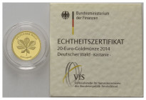 BUNDESREPUBLIK DEUTSCHLAND, 20 Euro 2014 J. Kastanie.
Ware ist MwSt-befreit
VAT tax free
GOLD, st