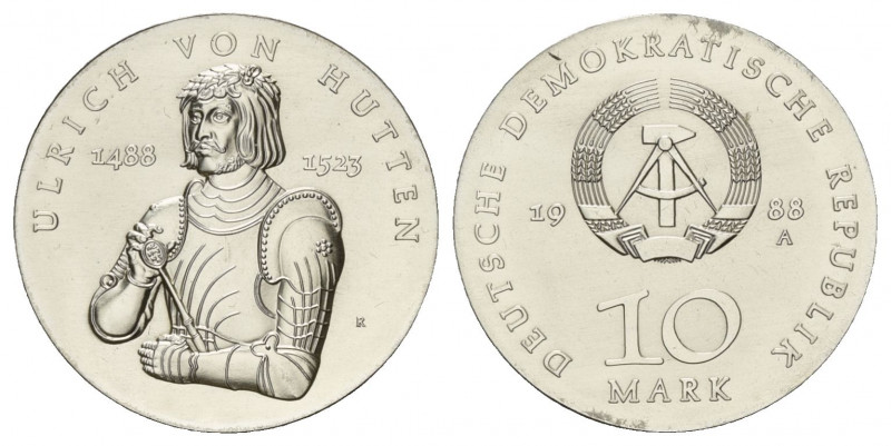 DEUTSCHE DEMOKRATISCHE REPUBLIK, 1949-1991, 10 Mark 1988 A. Ulrich von Hutten.
...