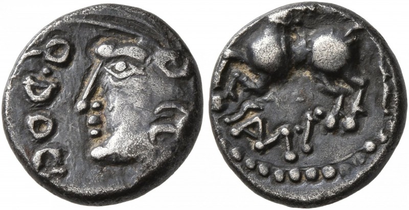 CELTIC, Central Gaul. Sequani. Mid 1st century BC. Quinarius (Silver, 12 mm, 1.8...