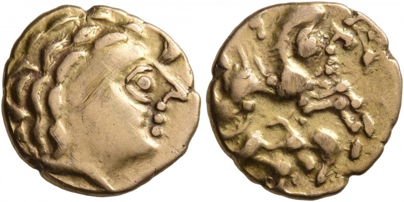 CELTIC, Northwest Gaul. Aulerci Cenomani. 2nd century BC. 1/4 Stater (Electrum, ...