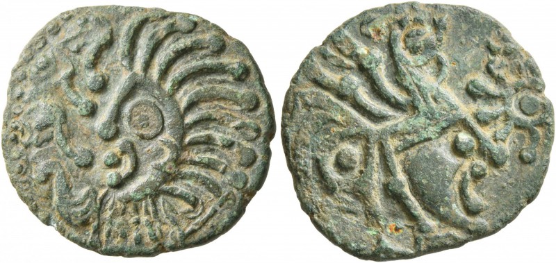 CELTIC, Northeast Gaul. Bellovaci. Circa 60-30/25 BC. AE (Bronze, 18 mm, 3.24 g,...