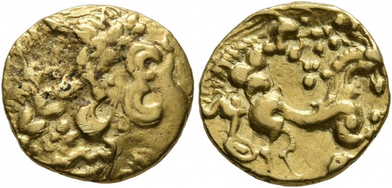 CELTIC, Northeast Gaul. Uncertain tribe. 2nd century BC. 1/4 Stater (Gold, 18 mm...