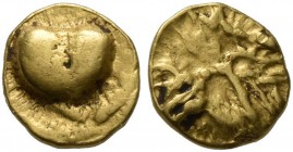 CELTIC, Central Europe. Boii. 1st century BC. 1/24 Stater (Gold, 6 mm, 0.31 g), latest Athena-Alkis-series. Flat irregular bulge. Rev. Irregular desig...