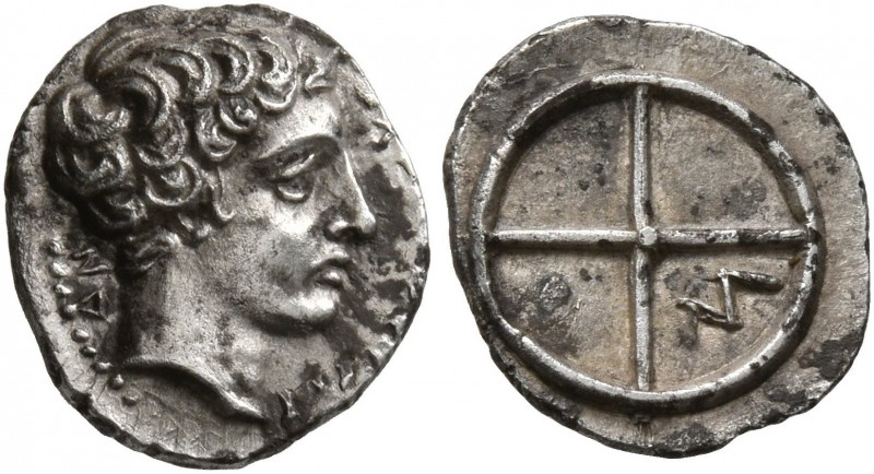 GAUL. Massalia. Circa 410-380 BC. Obol (Silver, 11 mm, 0.71 g). MAΣΣAΛIΩT-AN Bar...