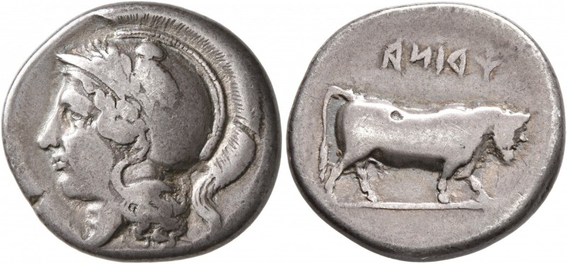 CAMPANIA. Hyria. Circa 400-395 BC. Didrachm or Nomos (Silver, 20 mm, 7.15 g, 6 h...