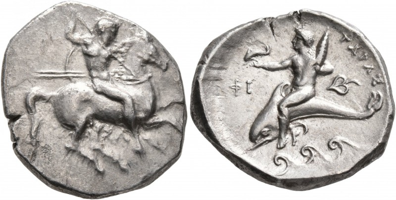 CALABRIA. Tarentum. Circa 335-333 BC. Didrachm or Nomos (Silver, 22 mm, 7.74 g, ...