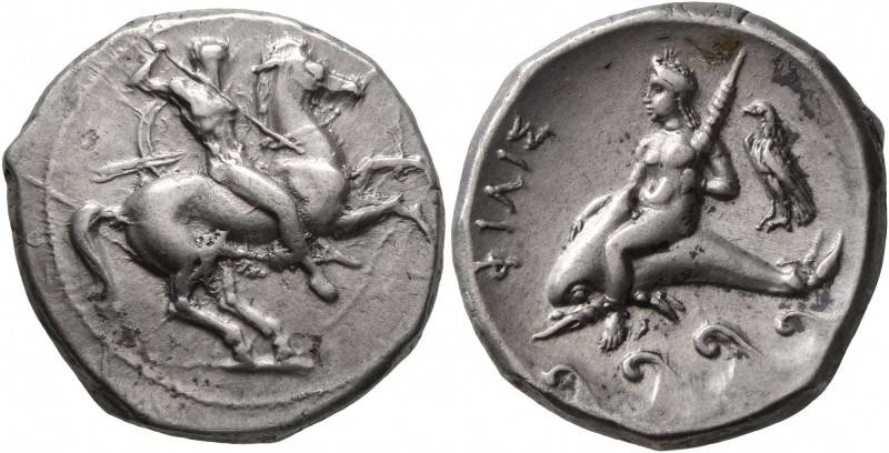 CALABRIA. Tarentum. Circa 332-302 BC. Didrachm or Nomos (Silver, 21 mm, 7.88 g, ...