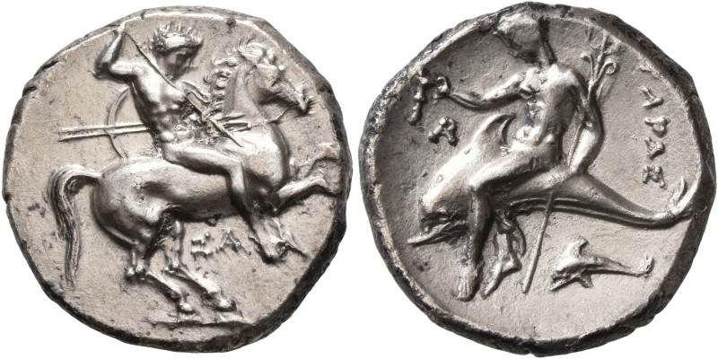CALABRIA. Tarentum. Circa 315-302 BC. Didrachm or Nomos (Silver, 21 mm, 7.91 g, ...