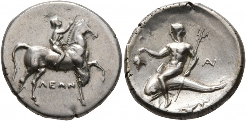 CALABRIA. Tarentum. Circa 272-240 BC. Didrachm or Nomos (Subaeratus, 21 mm, 6.41...