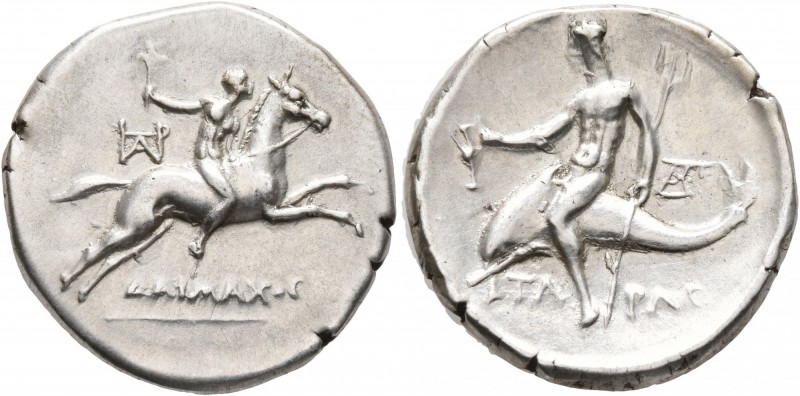 CALABRIA. Tarentum. Circa 240-228 BC. Didrachm or Nomos (Subaeratus, 23 mm, 6.25...