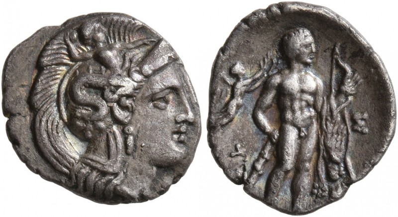 LUCANIA. Herakleia. Circa 340-330 BC. Diobol (Silver, 12 mm, 0.96 g, 9 h). Head ...