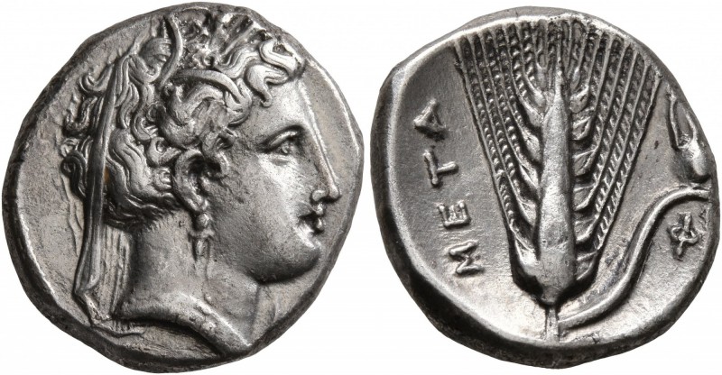 LUCANIA. Metapontion. Circa 340-330 BC. Didrachm or Nomos (Silver, 20 mm, 7.84 g...