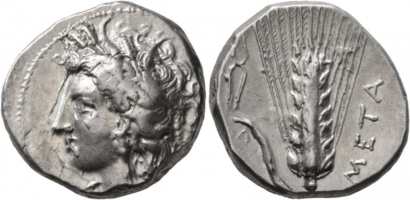 LUCANIA. Metapontion. Circa 330-290 BC. Didrachm or Nomos (Silver, 20 mm, 7.94 g...