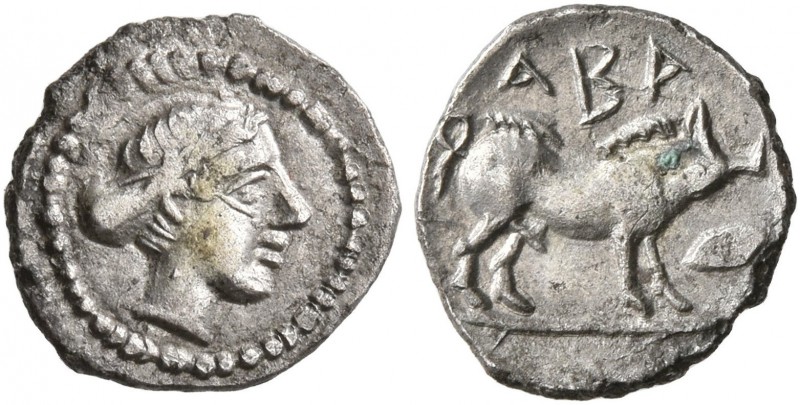 SICILY. Abakainon. Circa 420-400 BC. Hemilitron (Silver, 9 mm, 0.37 g, 10 h). He...