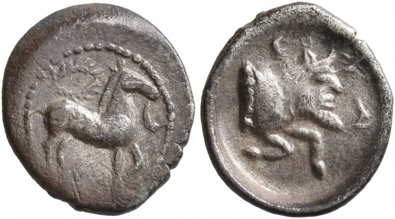 SICILY. Gela. Circa 465-450 BC. Litra (Silver, 12 mm, 0.77 g, 7 h). Horse standi...